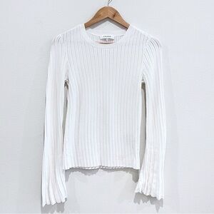 FRAME Bell Sleeve Pointelle Rib Knit Sweater Size XS